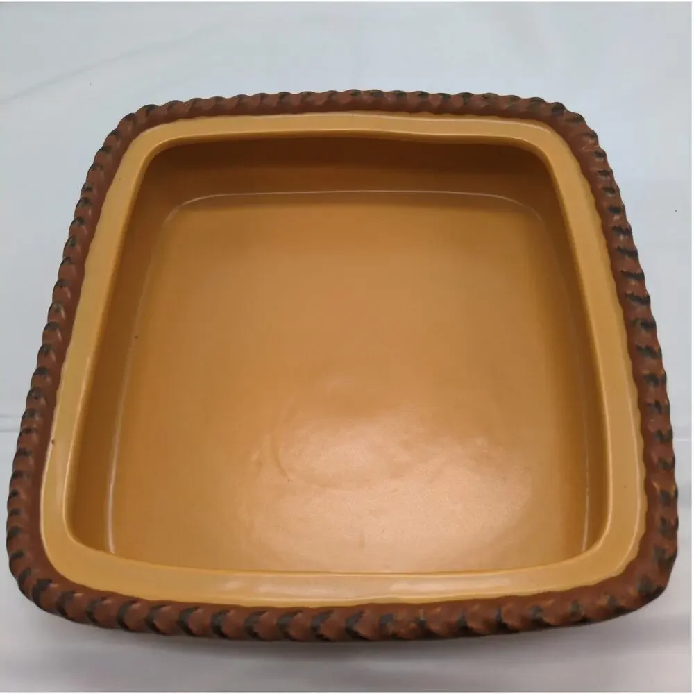 Williams Sonoma Vintage 9 Inch Square Covered Terrine 2012 Rustic Stoneware